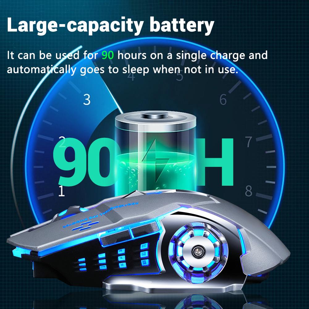 Wiederaufladbare kabellose Maus für Gaming-Computer, lautlos, Bluetooth-Maus, USB, mechanische E-Sport-Hintergrundbeleuchtung, PC-Gamer-Maus für Computer
