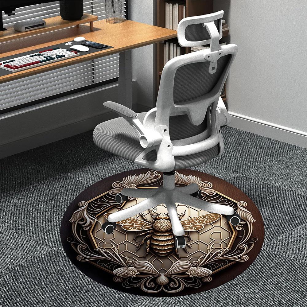

1pc Bee Design Chair Carpet for Office Non-Slip Mat for Office - Decorative Floor Mat yy251030184 80cm by 80cm