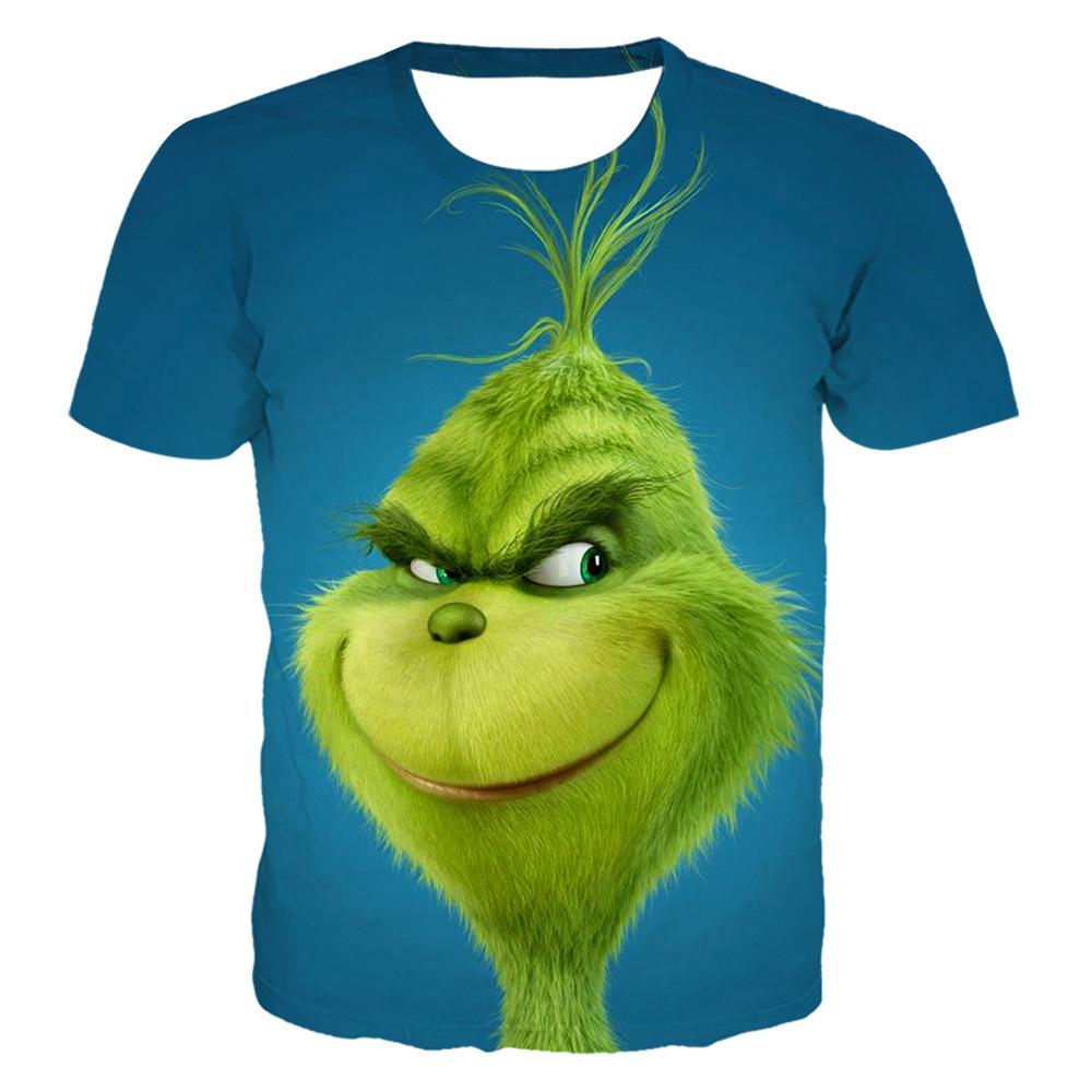 2025 Nueva camiseta infantil Impresión digital 3D Felpa verde Alta gama Dibujos animados Estampado Cuello redondo Manga corta Top de niña