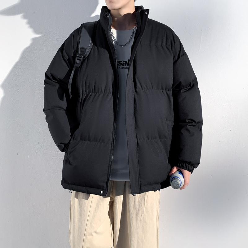 New Stand-up Collar Cotton Coat Men's Solid Color Men's Autumn and Winter Coat Couple Casual Cotton Coat Men's Top Bread Coat