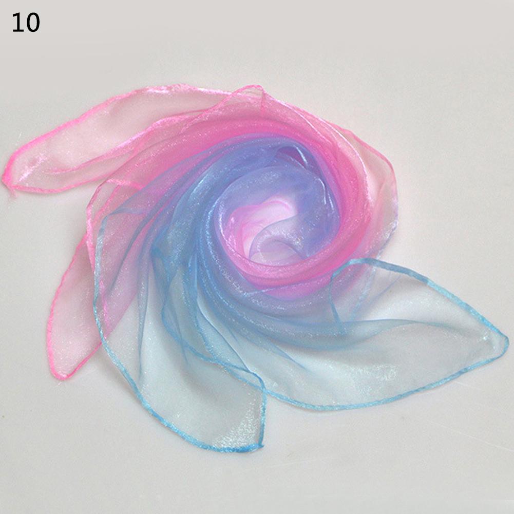 60x60CM Elegant Gradient Color Silk Scarf Women Luxury Small Square Scarf Summer Brand Performance Props Dancing Beach Scarves