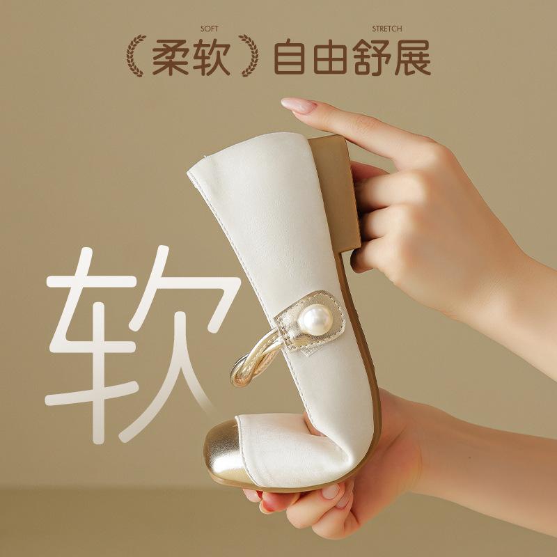 Augustine Mary Jane Shoes Women's 2025 New Summer French Small Fragrant Wind Shallow Mouth with Skirt Single Shoes Small Leather Shoes