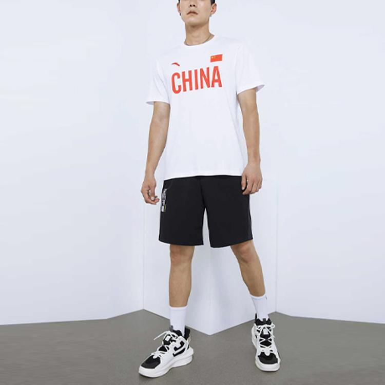 Men's ANTA National Flag T-Shirts Unisex White Crew Neck Moderate Straight Fit