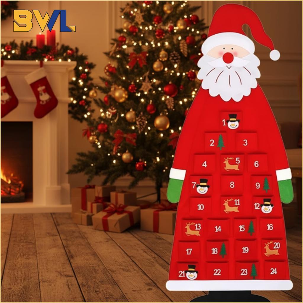 Felt Christmas Tree Calendar Hanging Decor Holiday Ornament Kids Christmas Gifts Door Wall Decoration for Home Party