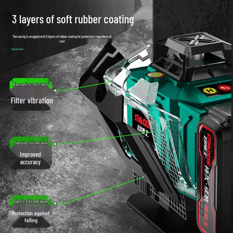 High-Precision Green Light Laser Level for Daytime Use, Strong Adhesion To Walls
