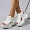 Comemore New Summer Weave Mesh Wedges Sandals Summer Fish Mouth High Heels Casual Sports Beach Shoes Black Roman Sandales Female