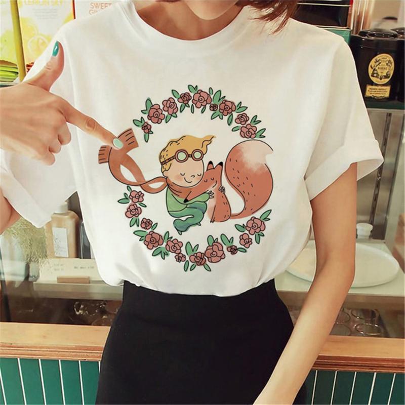 

Cartoon T-shirt Anime Printed Pattern Women s T-shirt Rose Pattern Women s T-shirt Round Neck Short Sleeve 5XL