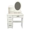Vanity Desk with Round LED Lighted Mirror Makeup Vanity Dressing Table with 4 Drawers for Bedroom