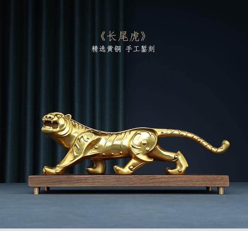 Brass Ornaments Chinese Zodiac Tiger Ornament Living Room TV Cabinet Office Desk Surface Panel Decorations Birthday Gift