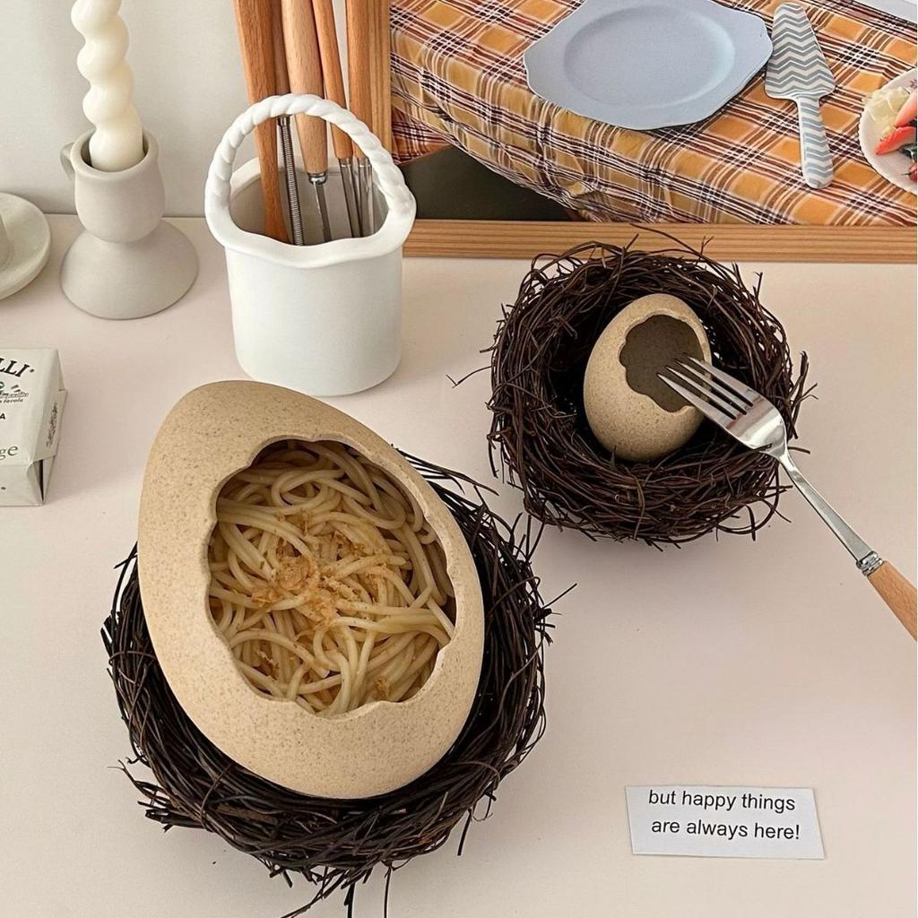Eggshell Shape Tableware Creative Bird's Nest Bird's Nest Dessert Bowl Cold Drink Barbecue Restaurant Instant Noodle Bowl Plate