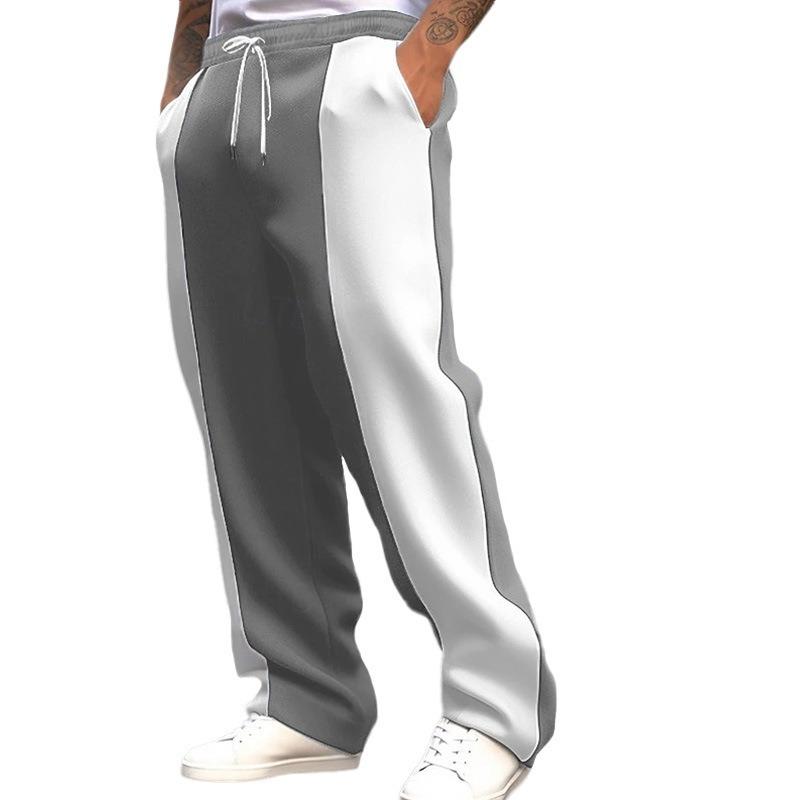 Men's Casual Sports Loose and Healthy Cloth Waist Jogging Quick-drying Splicing Contrasting Trousers