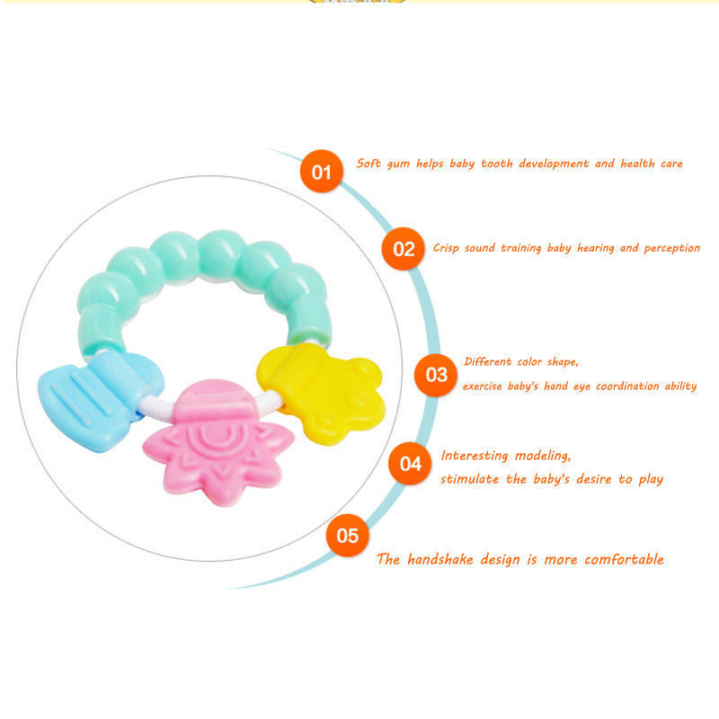 Baby Rattle Teether Toys BPA-Free Silicone Chewable Teething Toys for Infants, Soothing Relief for Sore Gums with Gentle Rattle Sound