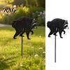 Decorative Garden Silhouette Metal Raccoon Stake, Walking Yard Decor, Rustproof Iron Bed Ornament Animal Lawn for Outdoor Patio Backyard Flower