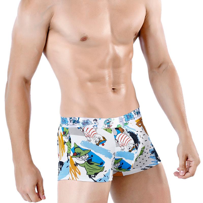 Nové prvotřídní pánské boxerky s bavlněným potiskem sexy tide pánské krátké kalhotky se čtyřmi rohy