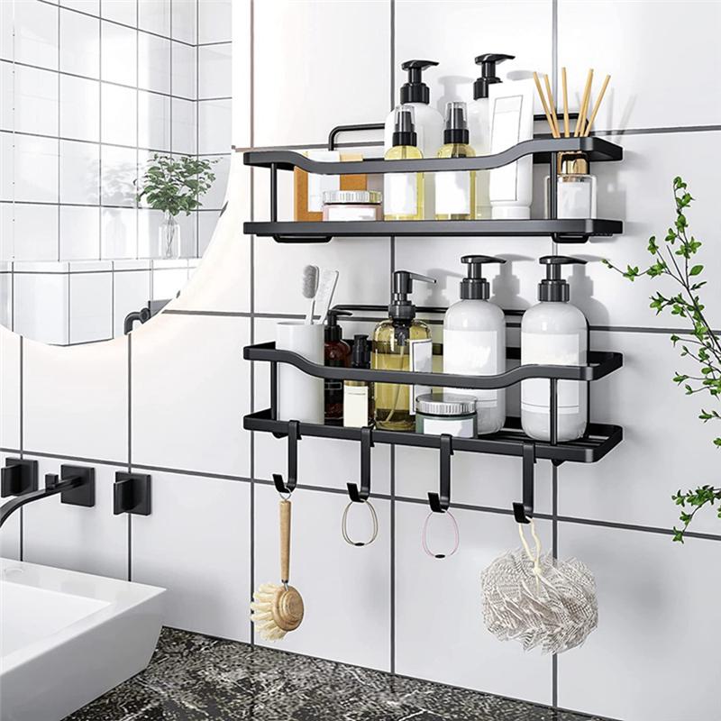 A20F-3-Pack , No Drilling Rustproof Shower Organizer With Save Space Hooks, Apartment Essentials For Bathroom