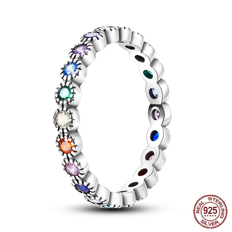 Popular Glow In The Dark Rings For Women 925 Silver Star Moon Sun Rings Sparkling Cubic Zircon Exquisite Jewelry Gifts
