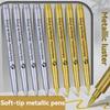 highlight Metallic Marker Pen Gold White Waterproof Permanent Paint Marker Pen for Rock Mug Ceramic Glass DIY Painting