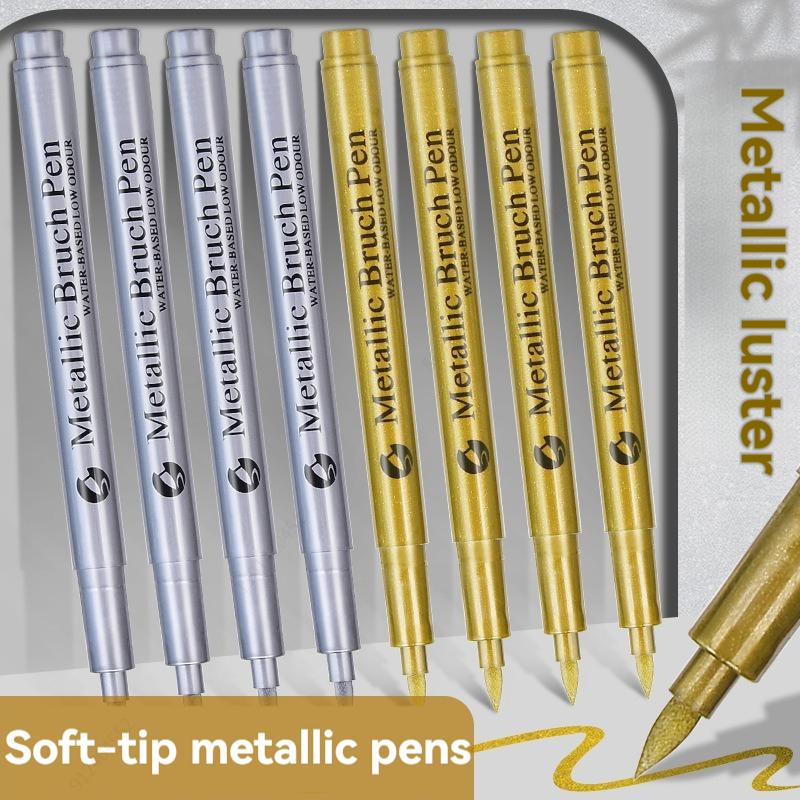highlight Metallic Marker Pen Gold White Waterproof Permanent Paint Marker Pen for Rock Mug Ceramic Glass DIY Painting