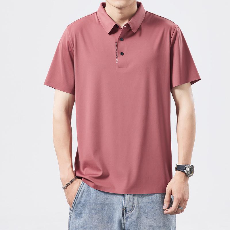 Ice Silk Summer Men's Short-sleeved Shirt, Collar, Lapel, Polo Shirt, Men's Casual Cool and Fashionable Versatile T-shirt Top