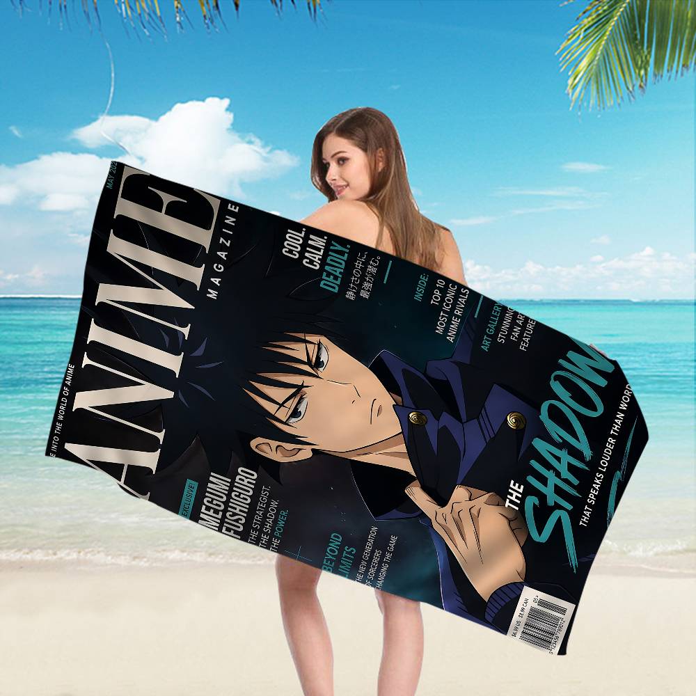 Anime Fushiguro Megumi Jujutsu Kaisen Beach Towel Colorful Bath Towels for Girl Microfiber Beach Yoga Spa Gym Pool