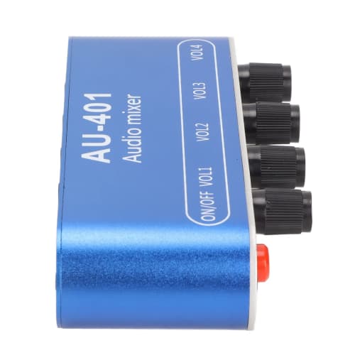 Portable Stereo Line Mixer, DC 12V 4-Channel 3.5mm Sound Selector Amplifier for Microphones, Guitars, Keyboards, Stage Submixers, etc.