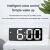 Mirror Surfaces LED Digital Alarm Clock with Alarm Dimming Date Day of Week Temperature Display for Bedroom Table Decors