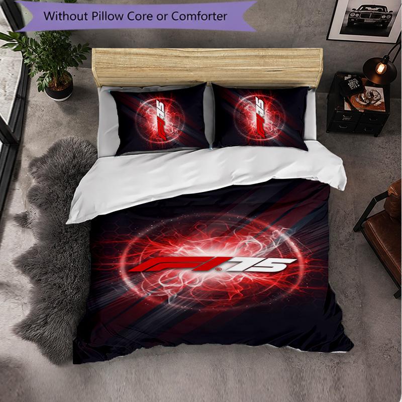 Juego de Ropa de Cama de Microfibra con Patrón F1 de 3 Piezas Decorativo Juego de Funda Nórdica Para Dormitorio Uso en el Hogar
