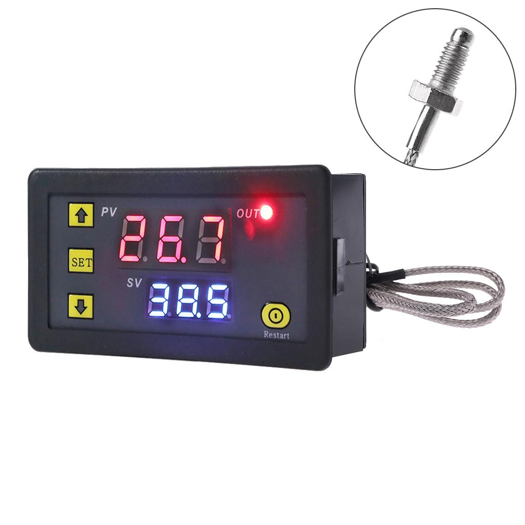 Dual Display Digital Temperature Controller M6 Probe Thermocouple Sensor Switch 1