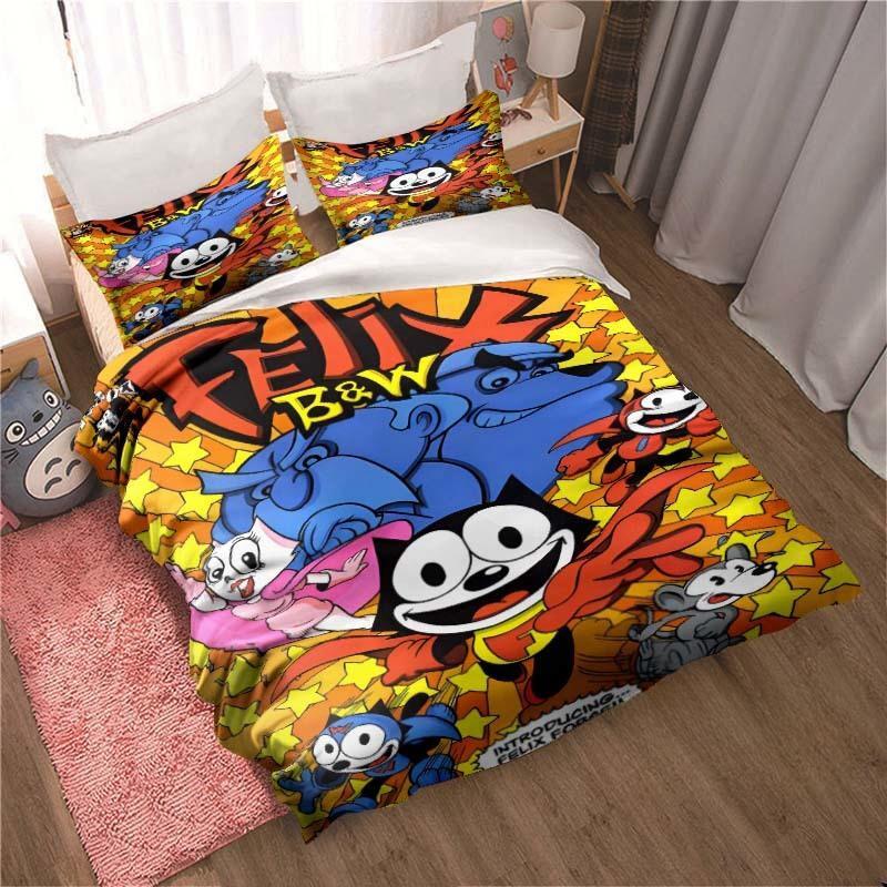 Fashion Cartoon Felix Cat Bedding Collection Fashion 3D Printing Home Decoration Boy Girl King Size Bedding Collection Quilt Cover Pillowcas