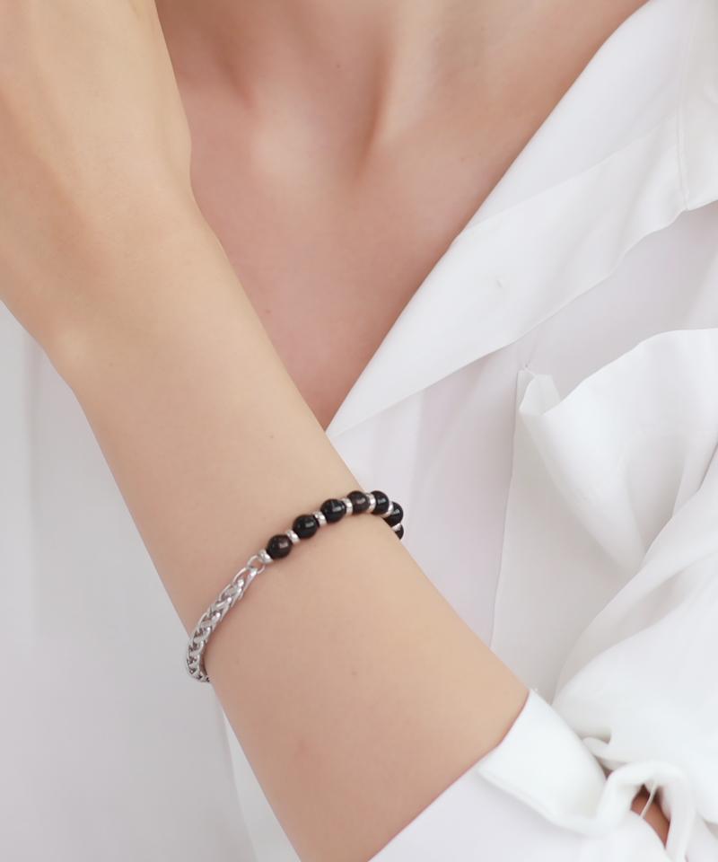 Blancier Black Onyx Dualis Bm255B1168 Men'S Natural Stone Bracelet