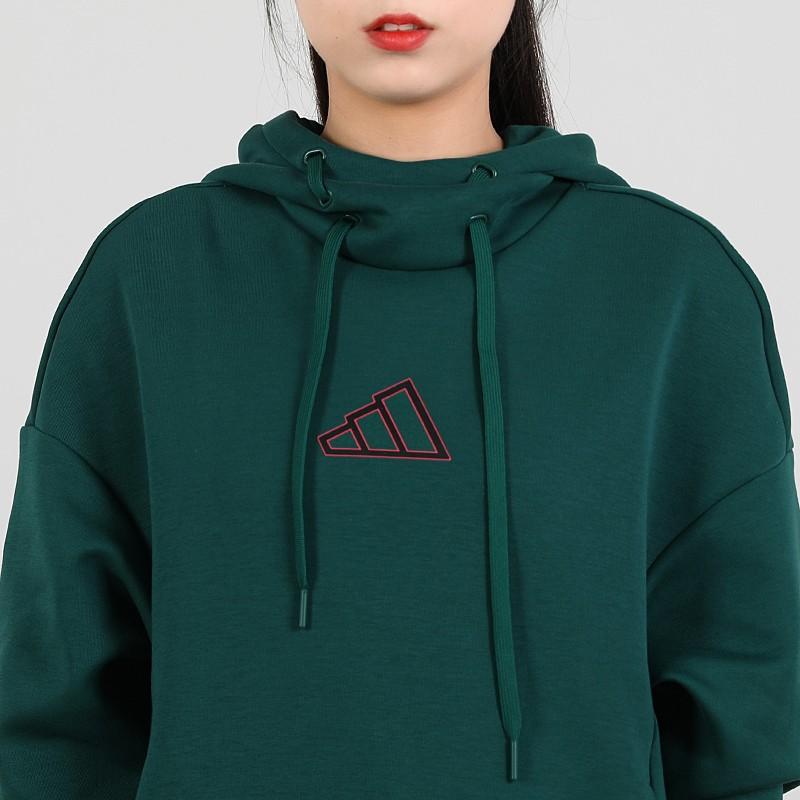 Adidas Logo Print Loose Fit Hoodie Women hoodies Green GM1414