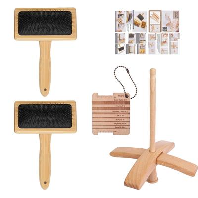 PAVIKE Knitting Tool Wooden Drop Hand Spinning Wool Hand Card for Craft Wool Needle Felting Knitting Yarn Gauge Wooden Crochet Supplies for Beginners