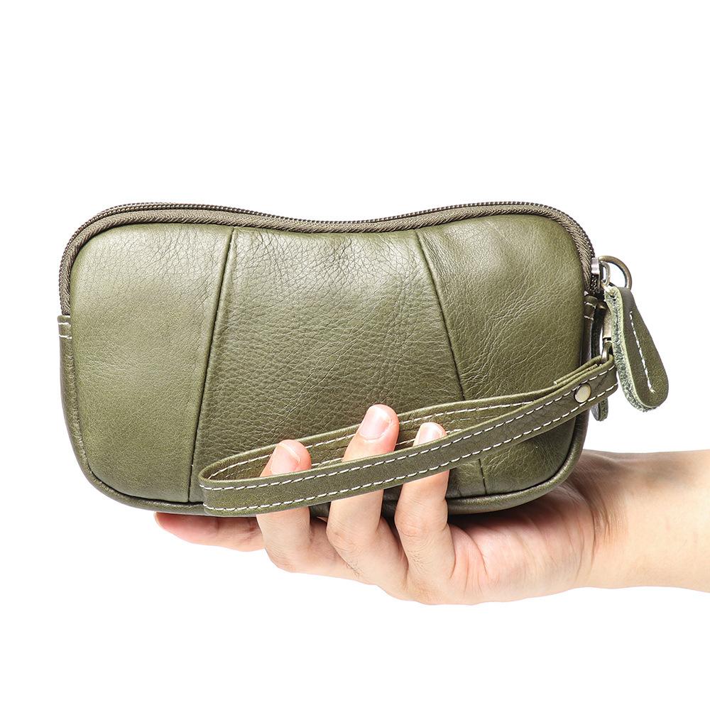 Genuine Leather Women S Clutch Bag, Multi-Functional First-Layer Cowhide Double Zipper Wallet, Large-Capacity Clutch Change Bag. зеленый лайм