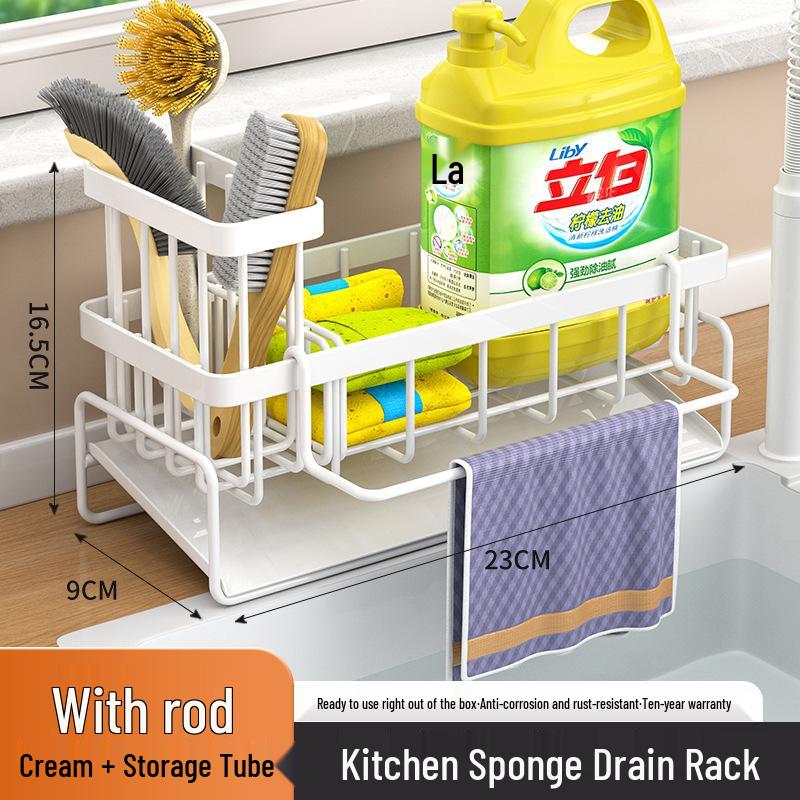 Multifunctional Wall-Mounted Kitchen Drainer Rack – New Style, Multi-Layer Carbon Steel Dishcloth Storage