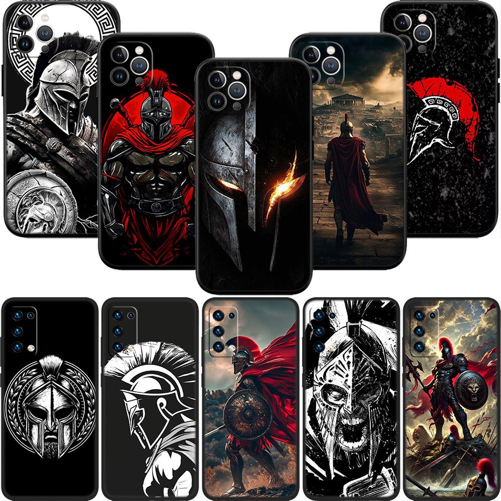 PP58 Spartan Warrior Soft Shell Phone Case for iPhone 16 15 14 13 12 Pro Max Plus Mini