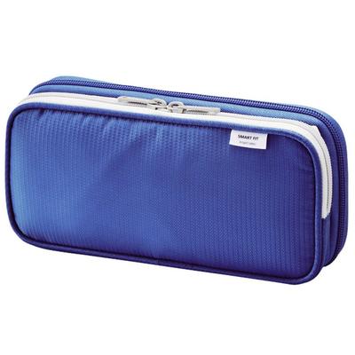 LIHIT LAB Double Pen Case L Blue A7661-8 - Large Capacity Pencil Bag for Students