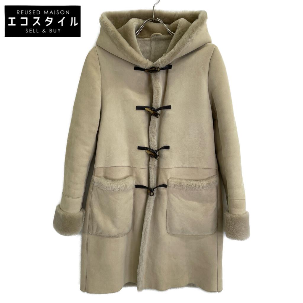 EMMETI 52-158-36-080001 ALISHA/Alisha Lamb Leather Mouton Hooded Duffle Coat 40 Light beigeUsed