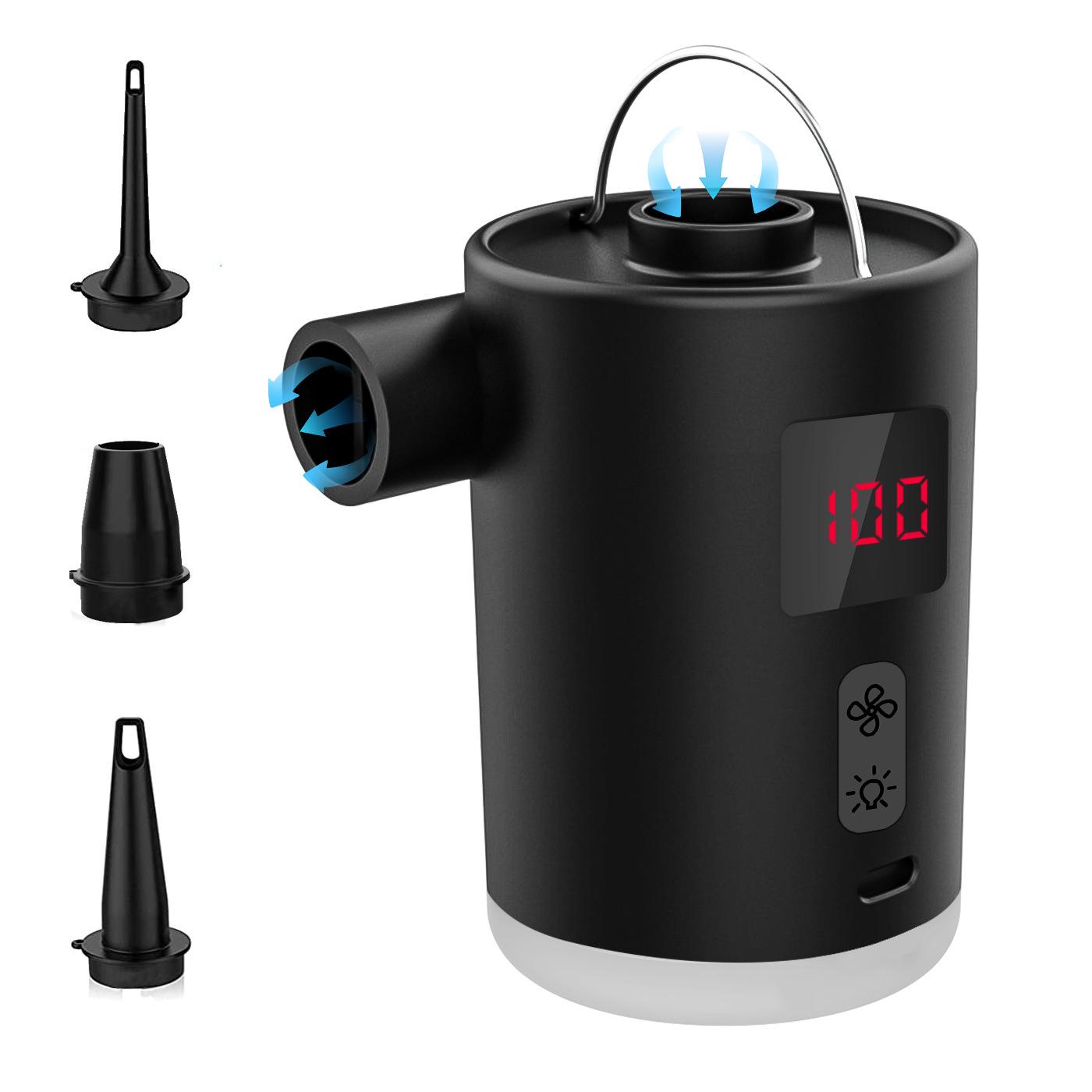 

Портативный электрический надувной насос с подсветкой для надувных матрасов, плавательных кругов и диванов чёрный