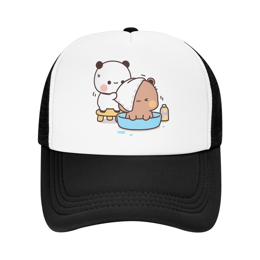 Panda Bear Couple Mesh Baseball Caps Unisex Outdoor Trucker Hat Bubu And Dudu Hat Adjustable Fishing Hat Summer Trucker Hats