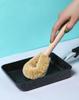 KOMEKI Natural Brown Wooden Handle Hair Pot Brush - Zakka Style Kitchenware for Cleaning Plates, Bowls, and Cups.
