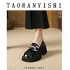 Platform J single shoes women's spring new college feng shui diamond horse buckle versatile, fashionable small leather shoes