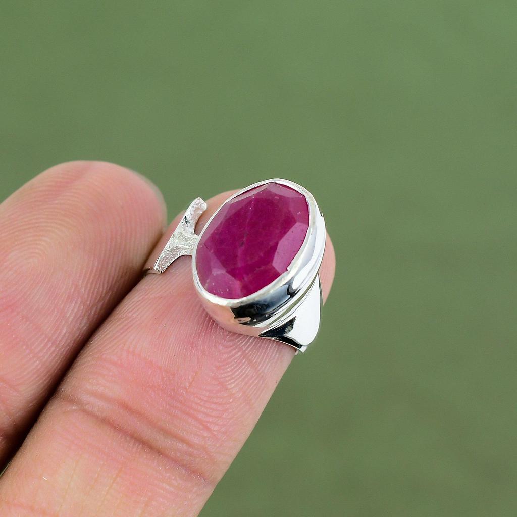 Faceted Kashmir Ruby Ring 925 Sterling Silver Ring Ruby Jewelry Elegant Gemstone Ring Handmade Jewelry Gift For Women Available In Ring Size