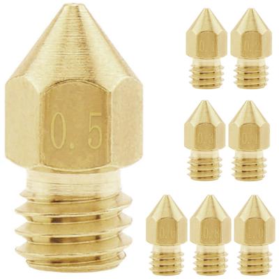 1piece 0.2 / 0.3 / 0.4 / 0.5 / 0.6 / 0.8 / 1mm 3D Printers Brass Nozzle Fit for Creality CR-10 / Ender 3 5, MK8 Extruder Nozzles