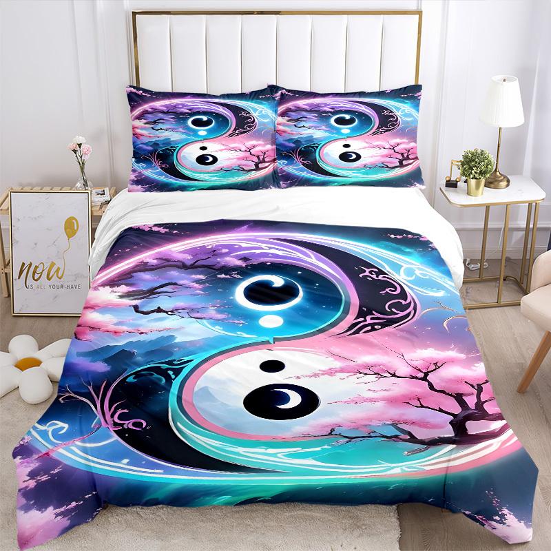 3pcs Yin-Yang Symbol Duvet Cover Set - Machine Washable, Includes 1 Cover and 2 Pillowcases, No Core Included yy251013140
