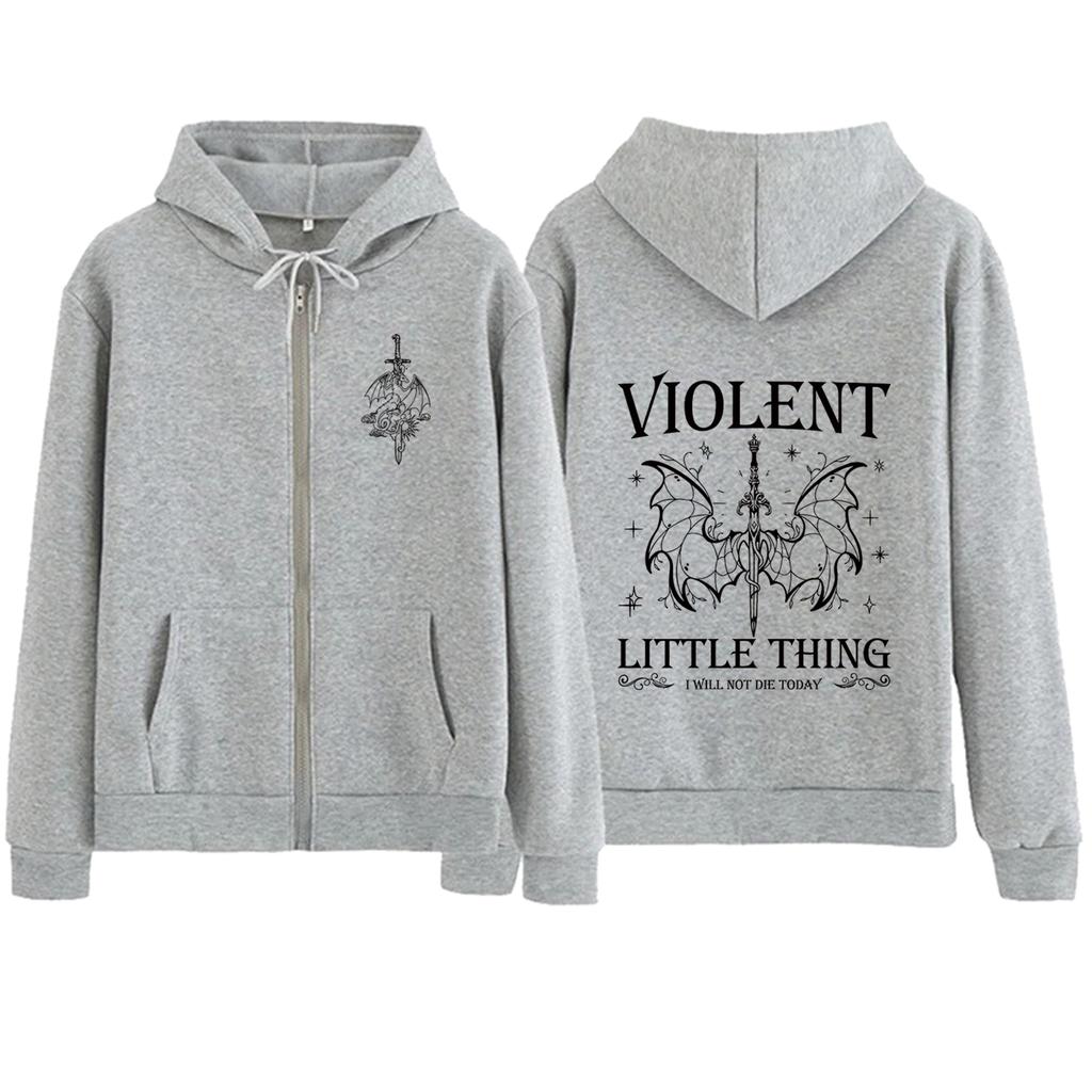 Violent Little Thing Zipper Hoodie Harajuku Pullover Tops Streetwear Fourth Wing Fan Gift V-Neck Sweatshirts Dragon Rider