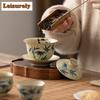 150ml Hand-painted Bamboo Gaiwan Japanese Cream Ru Kiln Three Talented Tea Tureen Tea Maker Cover Bowl Chinese Teaset Collection