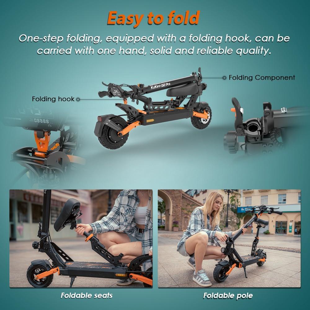 KuKirin G2 Pro Electric Scooter 2024 Version, 600W Brushless Motor, 48V 15.6AH Battery, 9-inch Rubber Vacuum Tires, 45km/h Max Speed