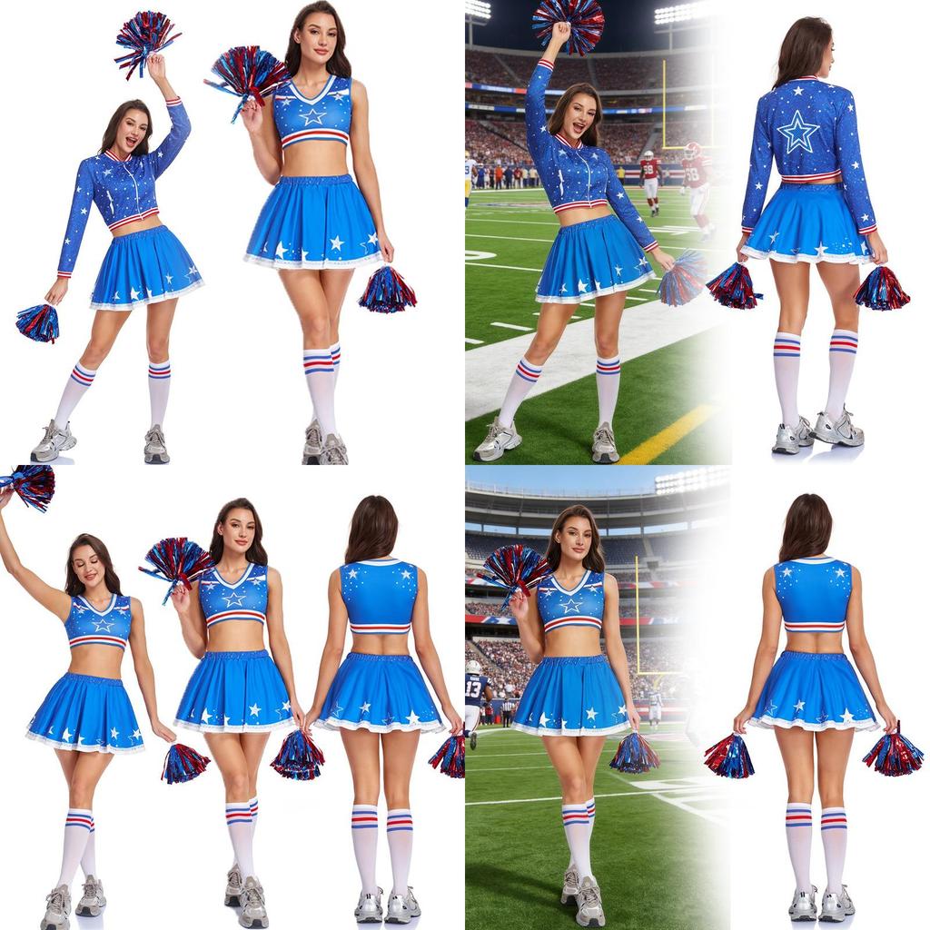 Halloween Cheerleader Costume Set With Polyester Fabric For Cosplay And Themed Events