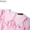 ZANZEA Women Summer Doll Collar Casual Short Sleeve Print Dress