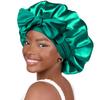 1Pc New Elegant Satin Lined Bonnet Double Layered Ribbon Round Hat Wide Brimmed Bath Hats Black Sleep Cap For Women Curly Hair
